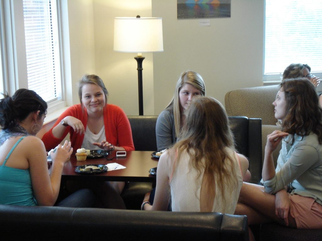 students congregating in the STEPP Cove during a community-building event